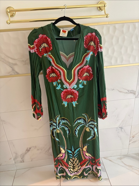 FARM Rio Dresses & Skirts - FARM Rio Green Maxi Dress with Red Floral & Blue Accents